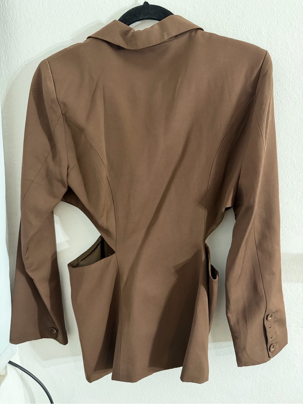 Le Lis Chocolate Brown Cutout Double-Breasted Blazer - Picture 4 of 5